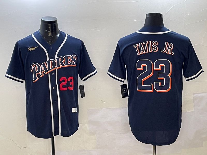 Men San Diego Padres 23 Tatis jr Blue Throwback Game 2025 Nike MLB Jersey style 3